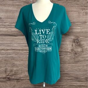 Harley-Davidson Live To Ride Short Sleeve V-Neckline Logo T-Shirt Size XL